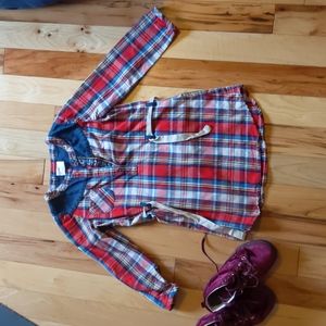Hanna Andersson plaid shirt dress size 110